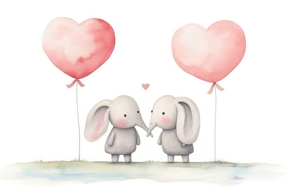 Rabbit couple date kissing love cute. AI generated Image by rawpixel.