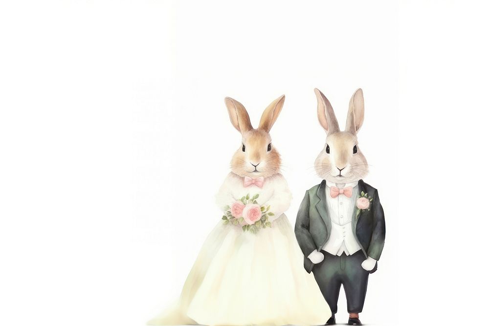 Cute rabbits wedding animal mammal adult. AI generated Image by rawpixel.