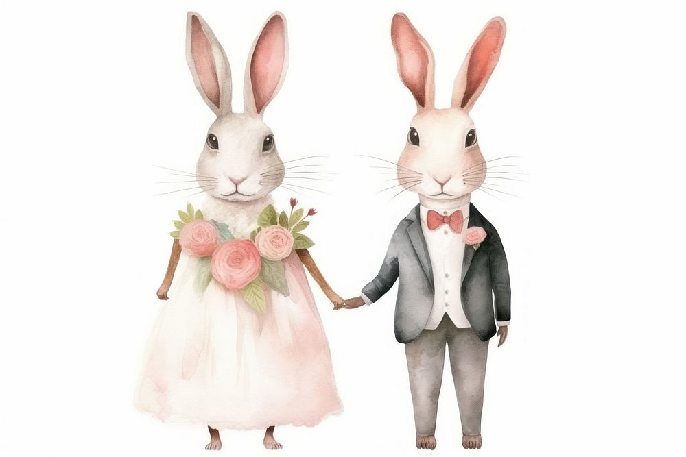 Cute rabbits wedding animal rodent mammal. AI generated Image by rawpixel.