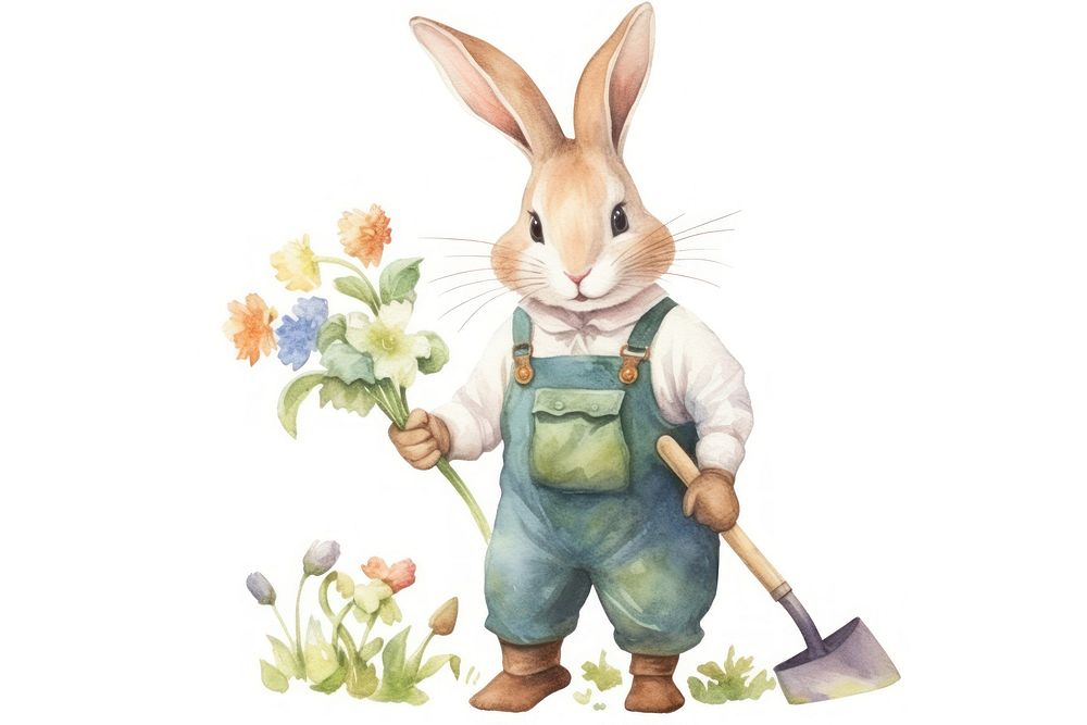 Rabbit gardener rodent mammal nature. AI generated Image by rawpixel.