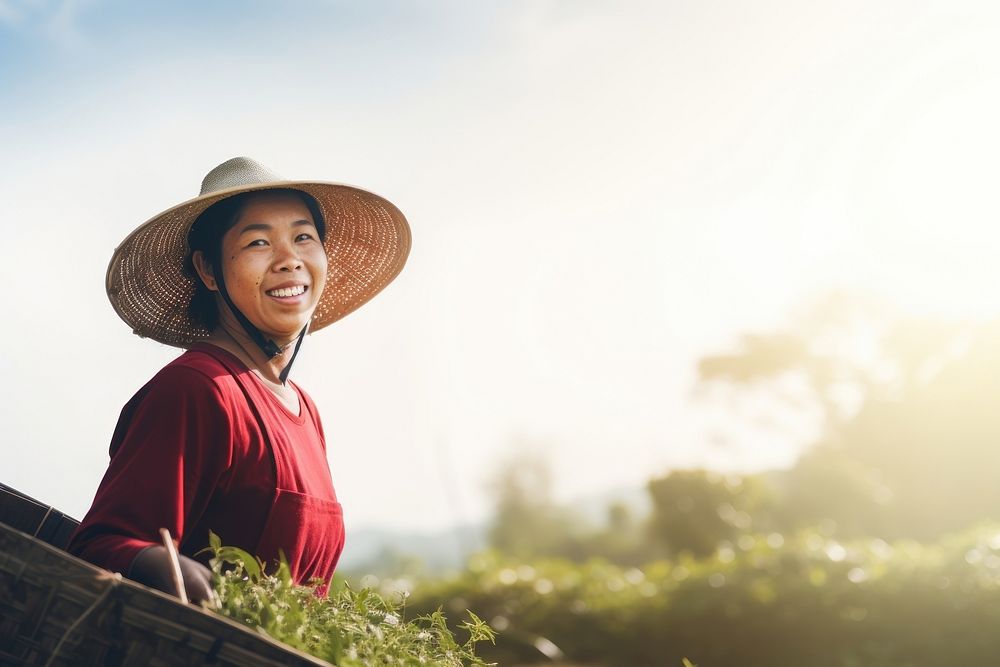 Sustainable farming adult woman sky. AI generated Image by rawpixel.