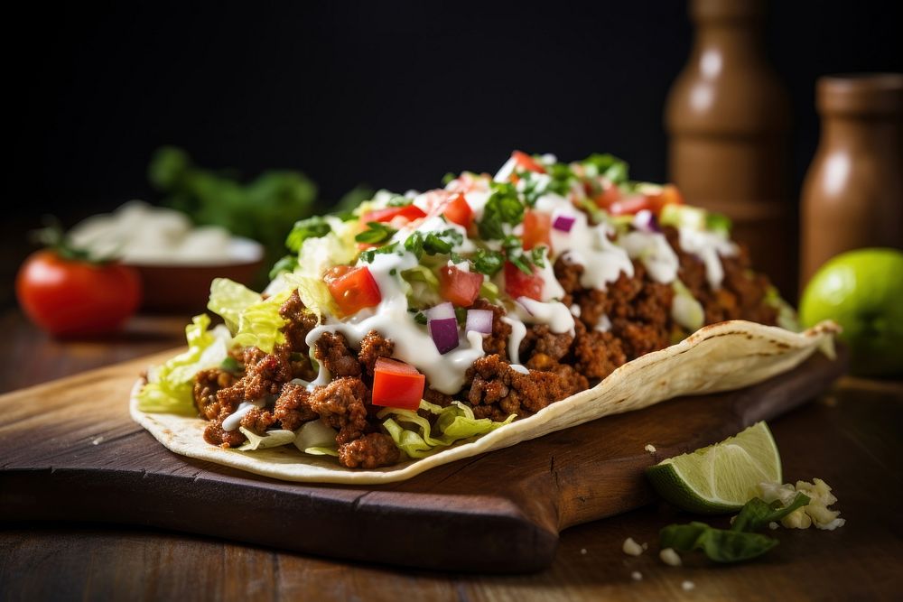 Taco table food vegetable. 