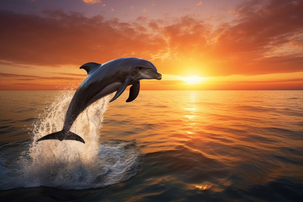 Dolphin outdoors jumping animal. AI generated Image by rawpixel.