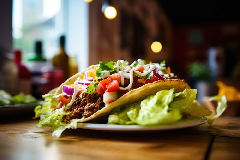 Taco table food restaurant. AI generated Image by rawpixel.