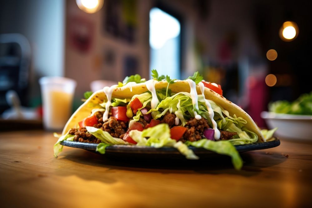 Taco table food restaurant. AI generated Image by rawpixel.