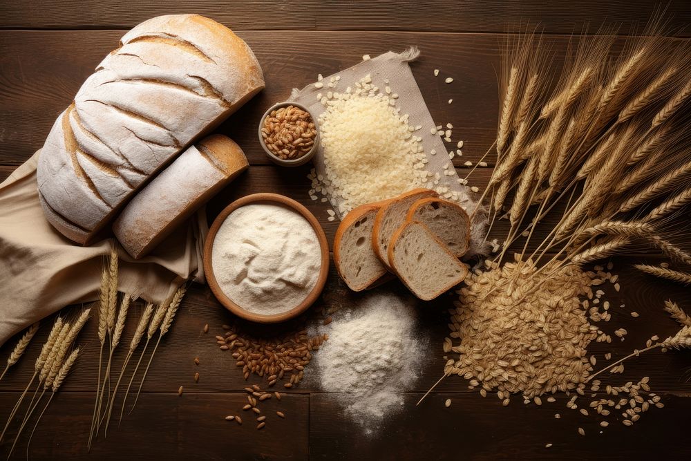 Bread table food wood. 