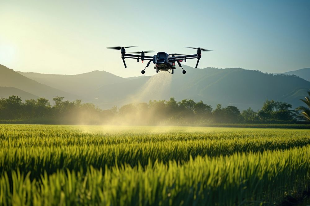 Agriculture helicopter aircraft airplane. AI generated Image by rawpixel.