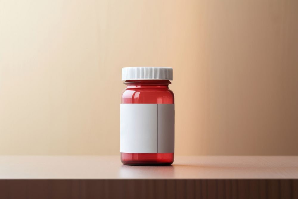 Pill bottle label jar container. 