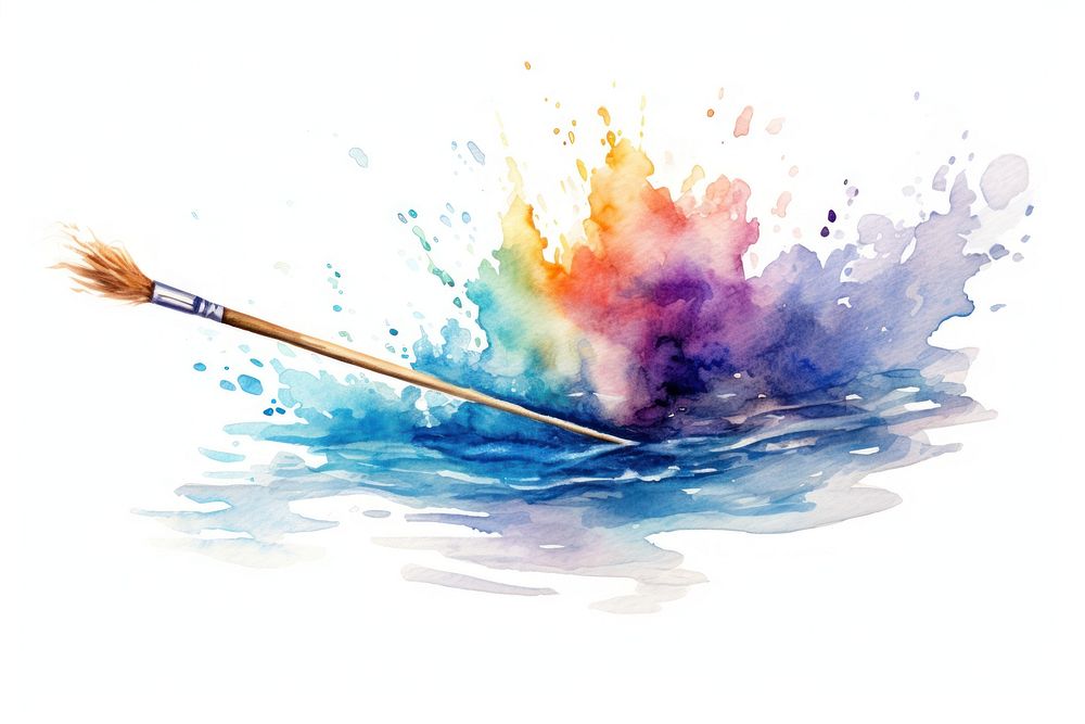 Water color brush paintbrush creativity splattered. AI generated Image by rawpixel.