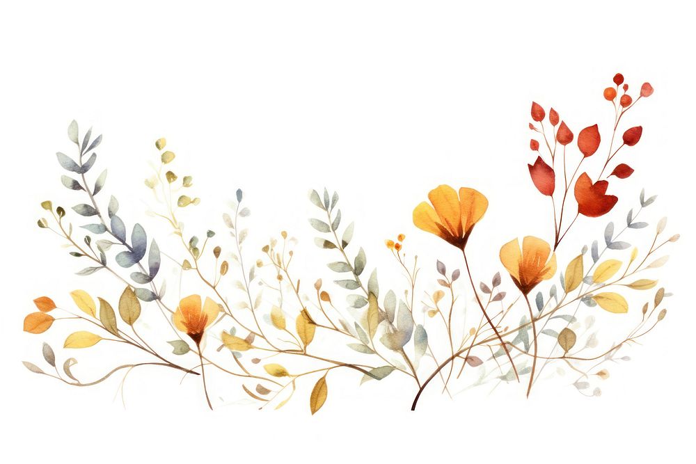 Fall flowers pattern plant white background. AI generated Image by rawpixel.