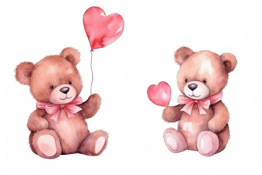 Teddy bears hug balloon heart love. AI generated Image by rawpixel.
