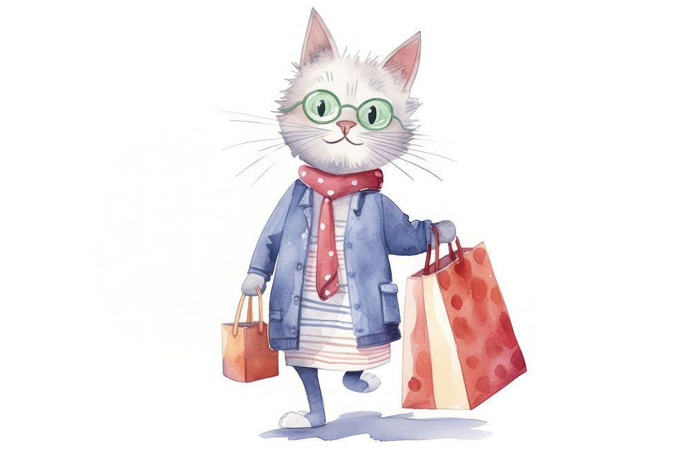 Cat shopping animal bag handbag. AI generated Image by rawpixel.