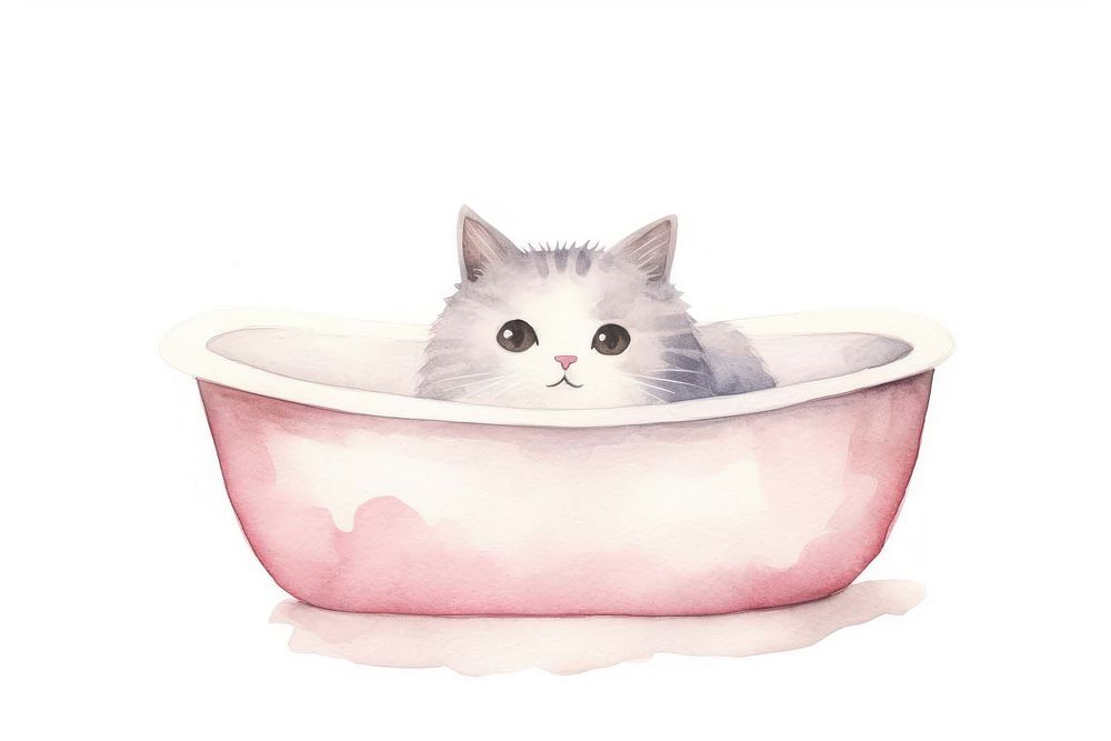 Cat bath bathtub animal mammal. AI generated Image by rawpixel.