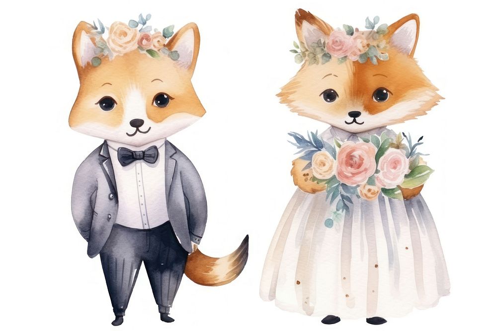 Fox wedding animal dress representation. AI generated Image by rawpixel.