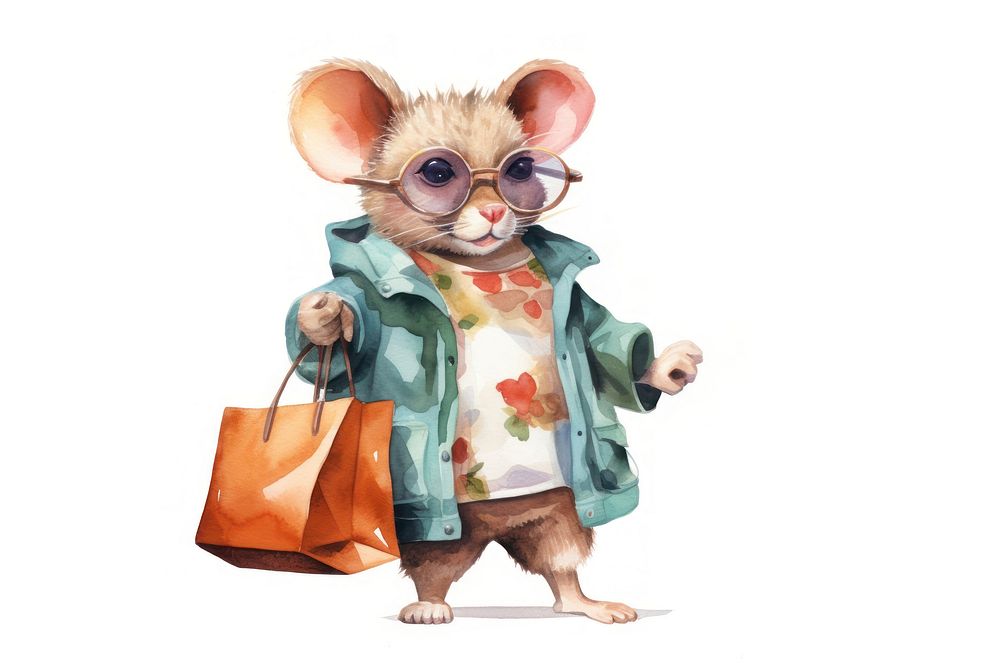 Mouse shopping glasses animal rat. 