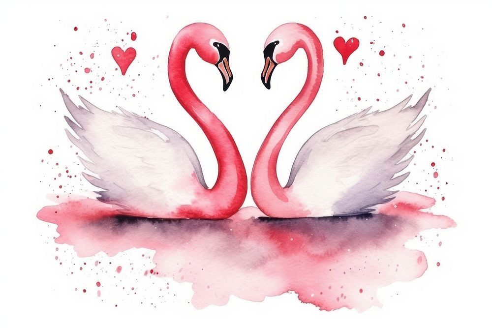 Swans flamingo animal love. AI generated Image by rawpixel.