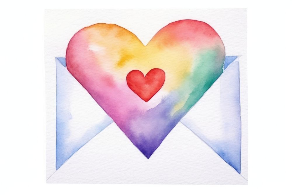Rainbow love letter heart white background creativity. AI generated Image by rawpixel.
