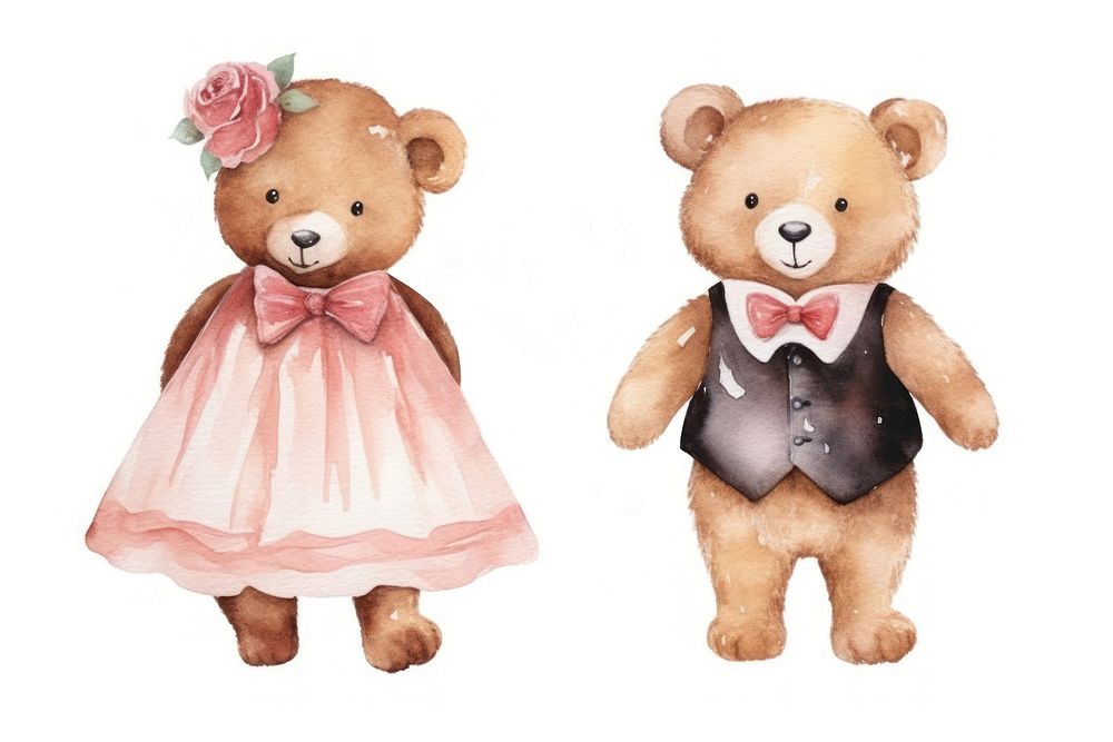 Teddy bears married wedding dress toy. AI generated Image by rawpixel.