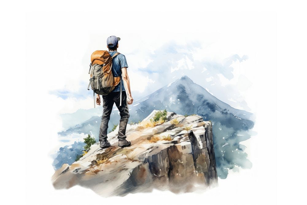 Backpacker adventure backpacking standing. AI generated Image by rawpixel.