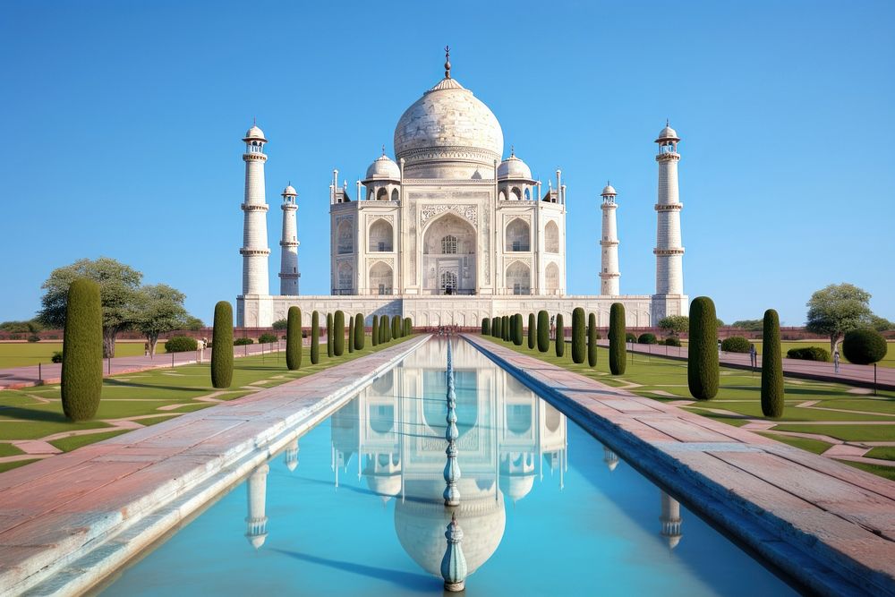 Taj mahal architecture outdoors landmark. AI generated Image by rawpixel.