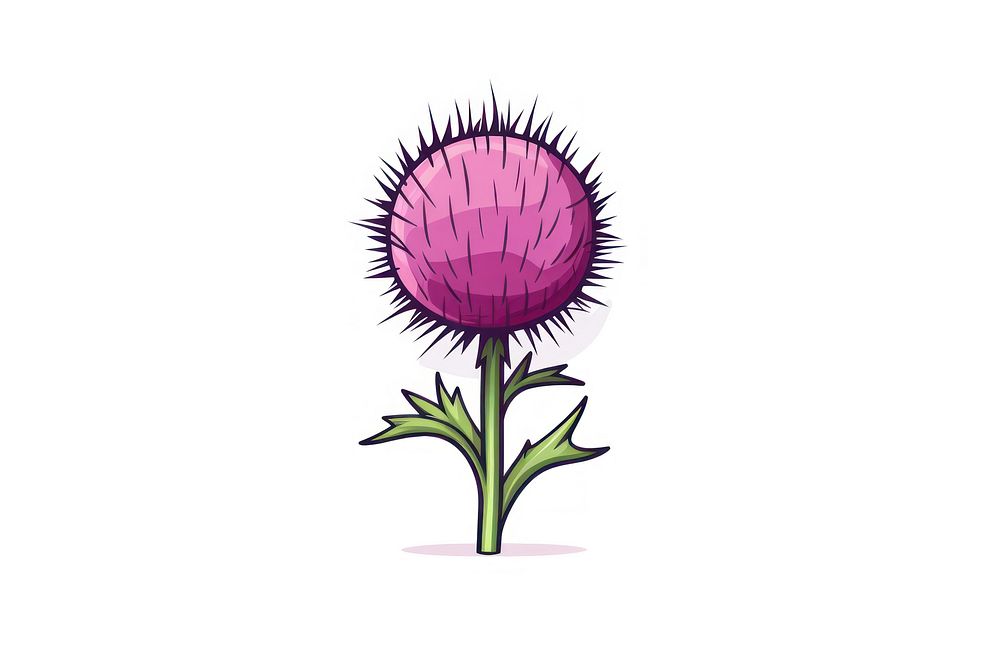 Thistle drawing flower plant. AI generated Image by rawpixel.
