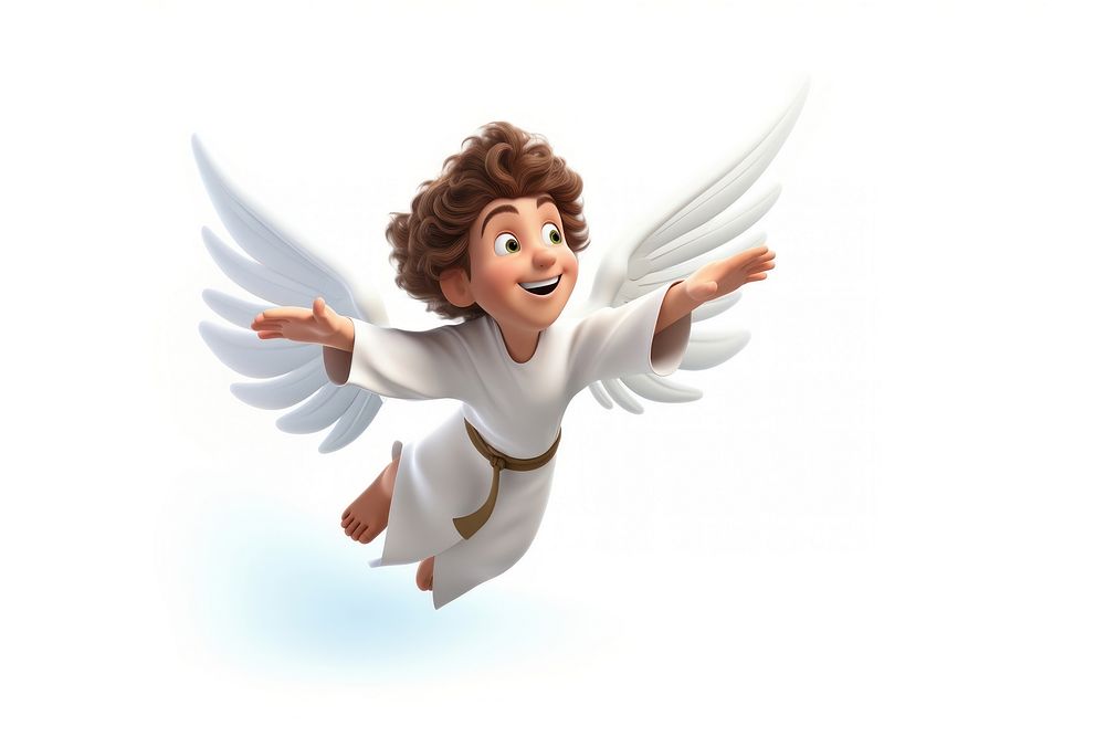Angel flying cartoon white. AI generated Image by rawpixel.