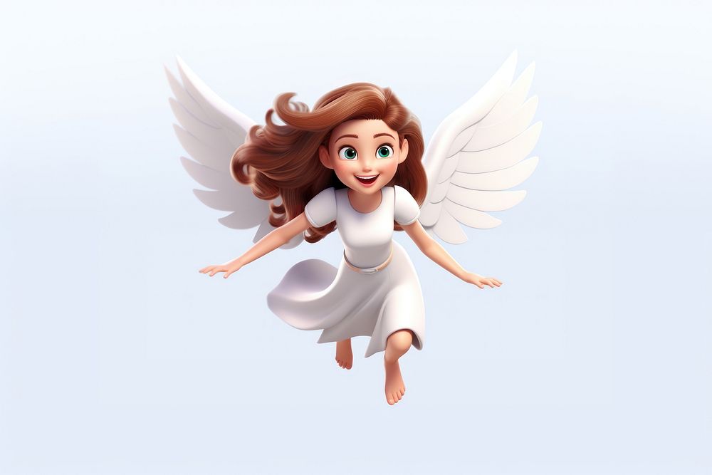 Angel flying cartoon white. AI generated Image by rawpixel.