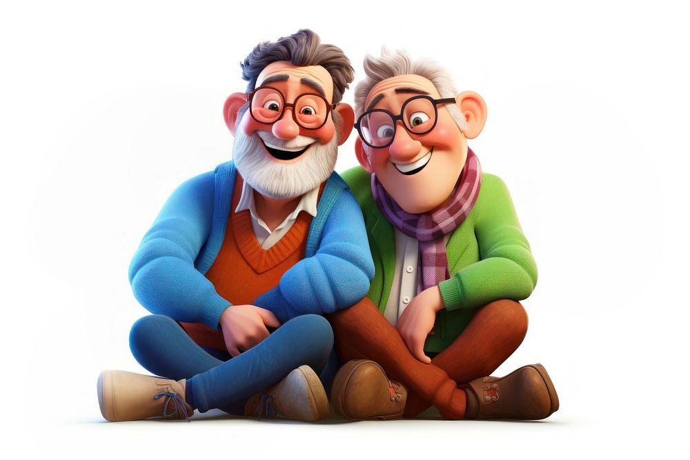 Couple old gay cartoon. AI generated Image by rawpixel.