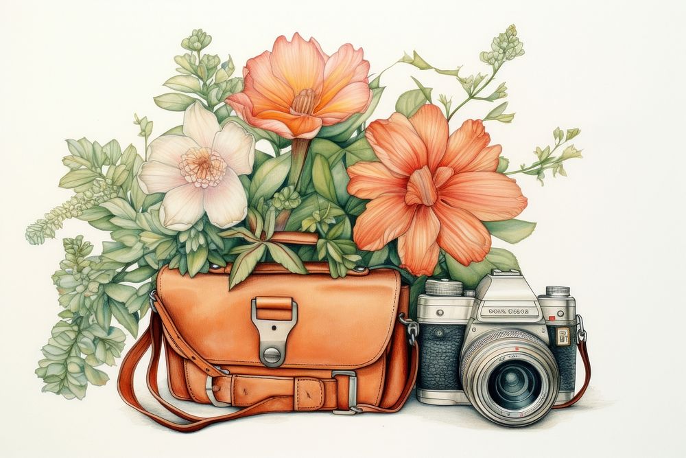 Handbag flower plant drawing. AI generated Image by rawpixel.
