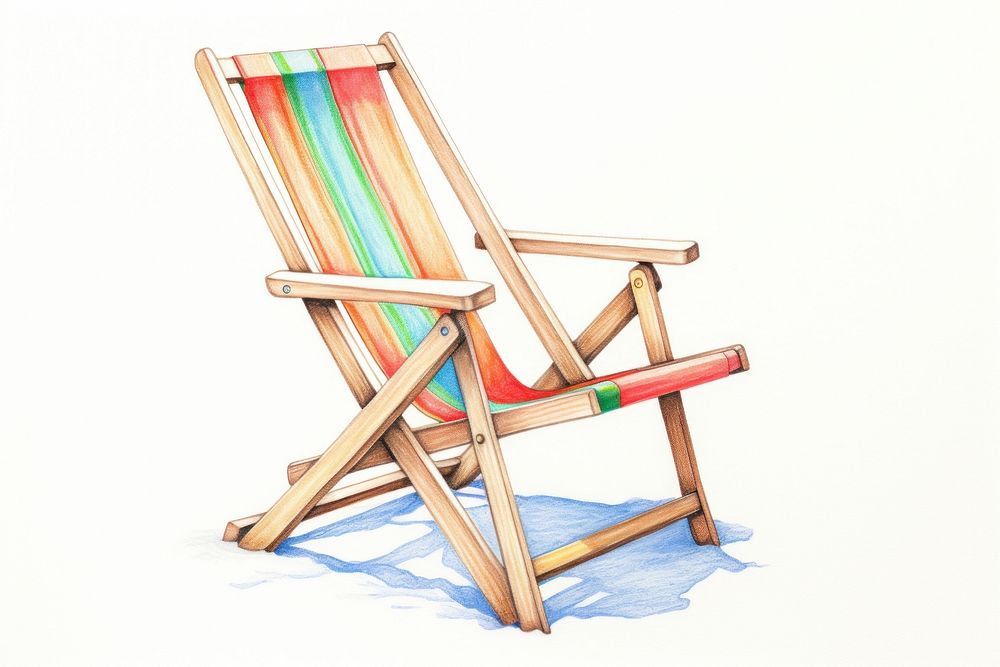 Beach chair furniture drawing white background. AI generated Image by rawpixel.