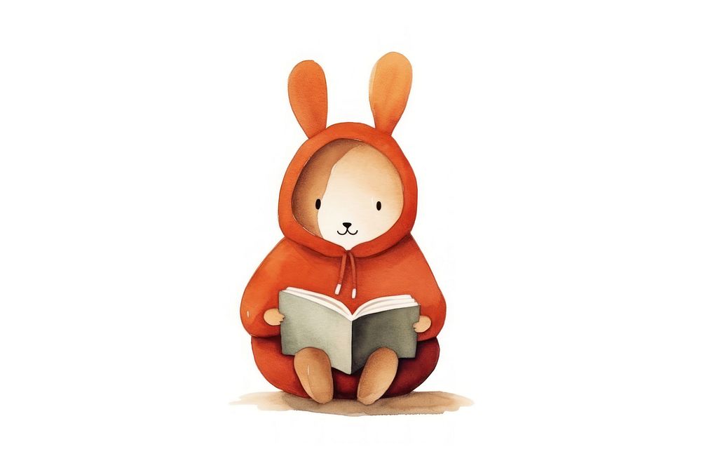 Rabbit reading cartoon cute toy. AI generated Image by rawpixel.