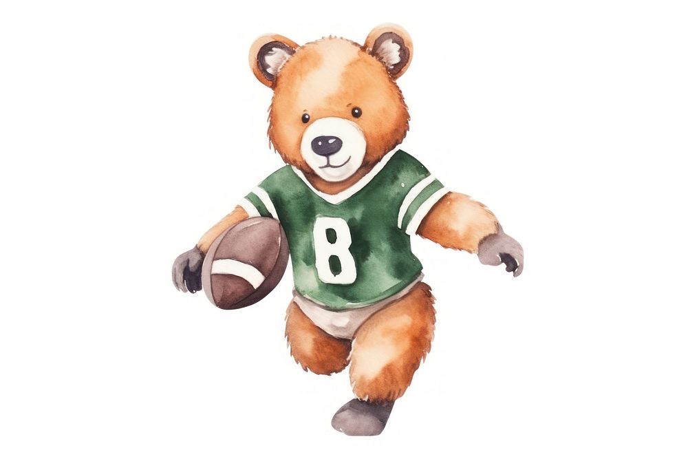 Bear playing football cartoon sports toy. 