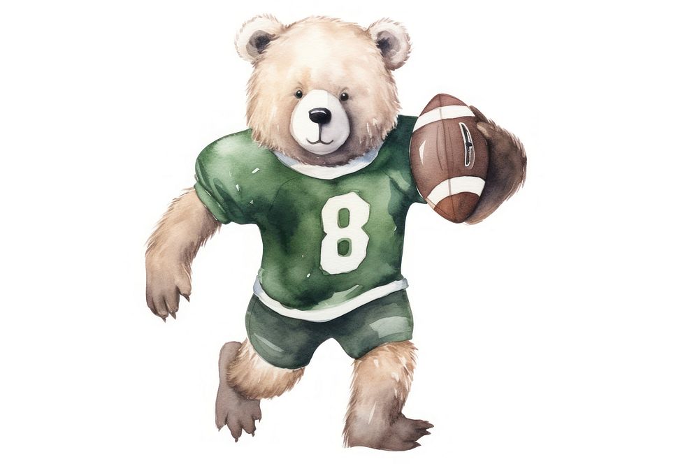 Bear playing football cartoon sports mammal. AI generated Image by rawpixel.