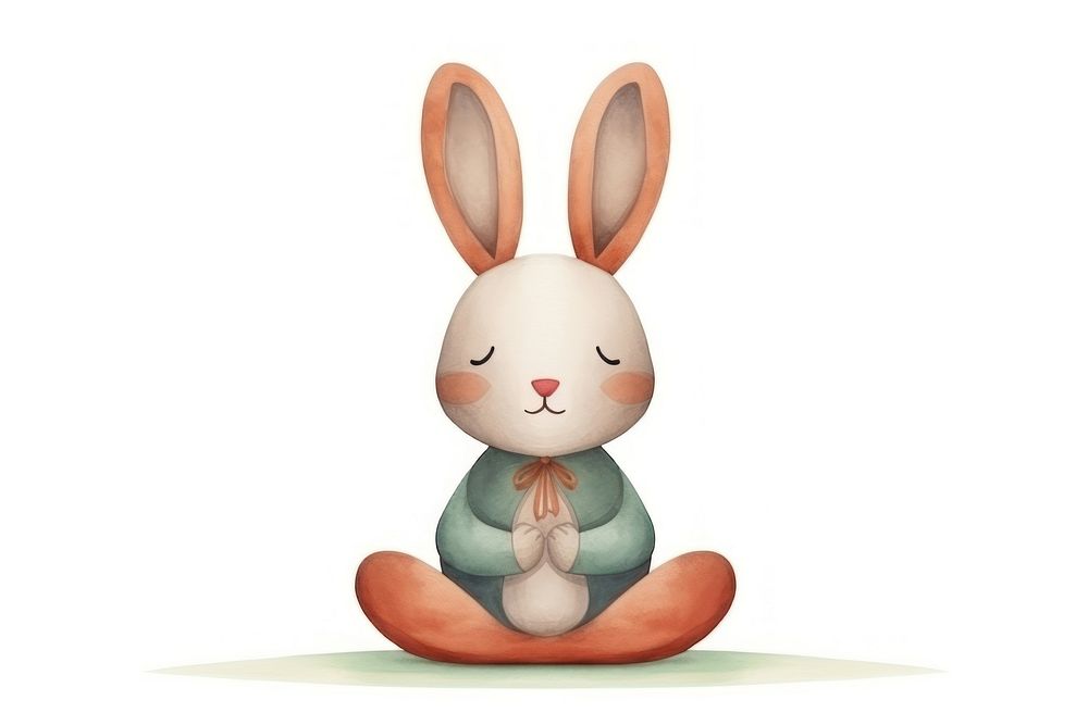 Rabbit yoga cartoon mammal cute. AI generated Image by rawpixel.