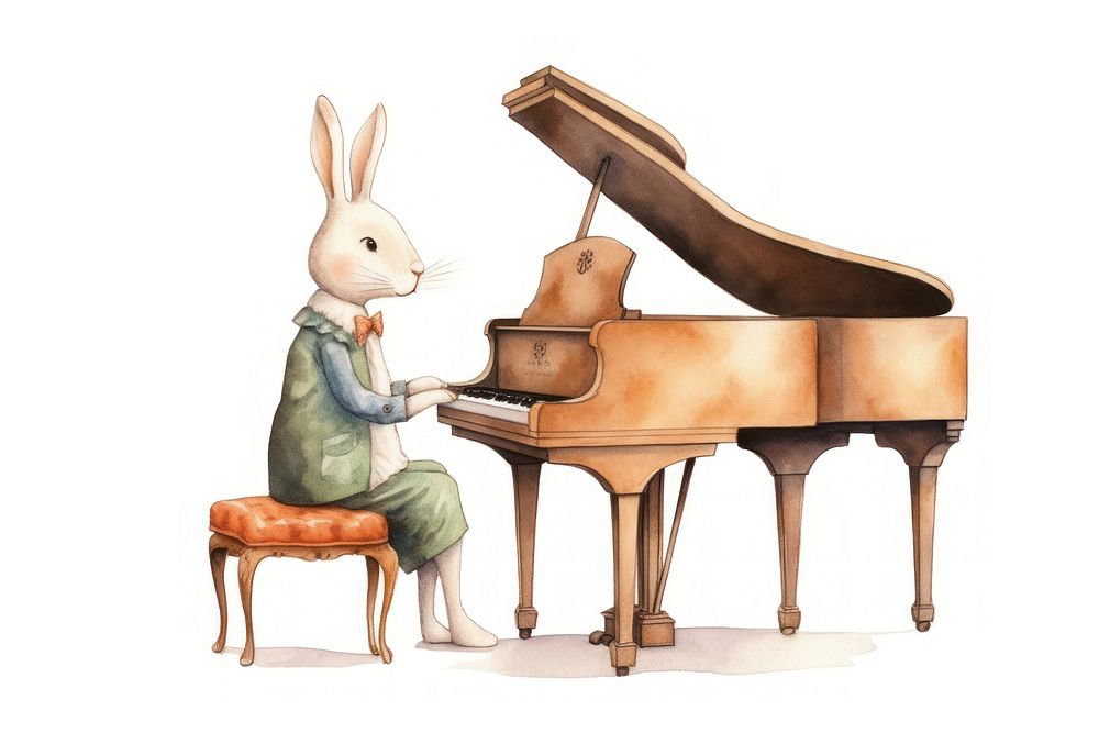 Rabbit playing piano keyboard musician pianist. AI generated Image by rawpixel.