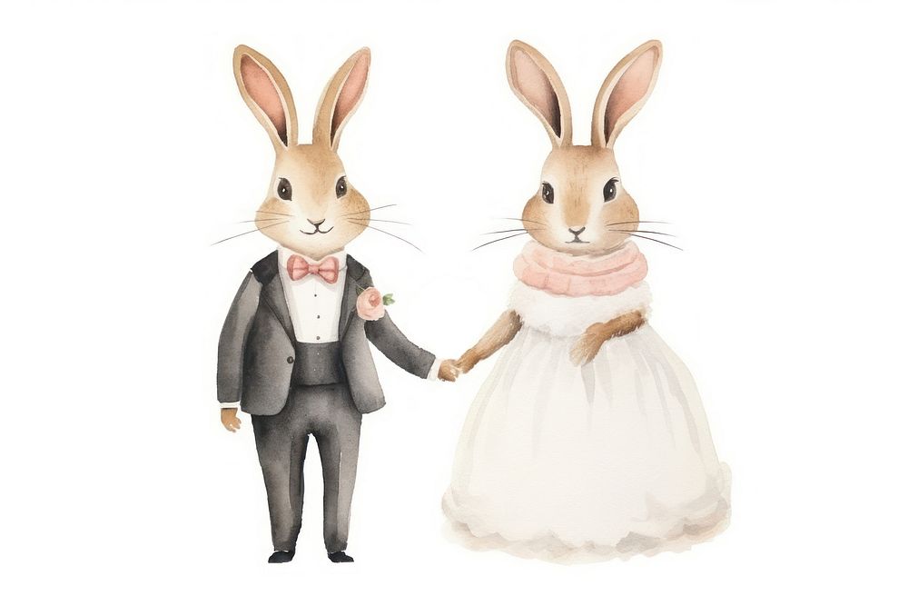 Rabbit wedding cartoon rodent animal. AI generated Image by rawpixel.
