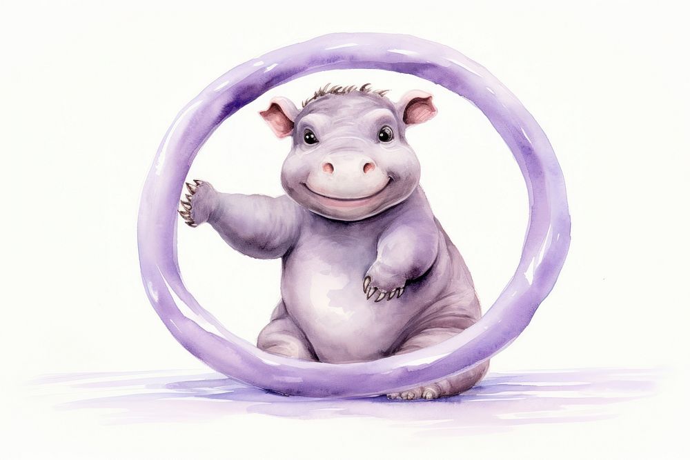 Baby cartoonish hippo animal mammal pig. AI generated Image by rawpixel.