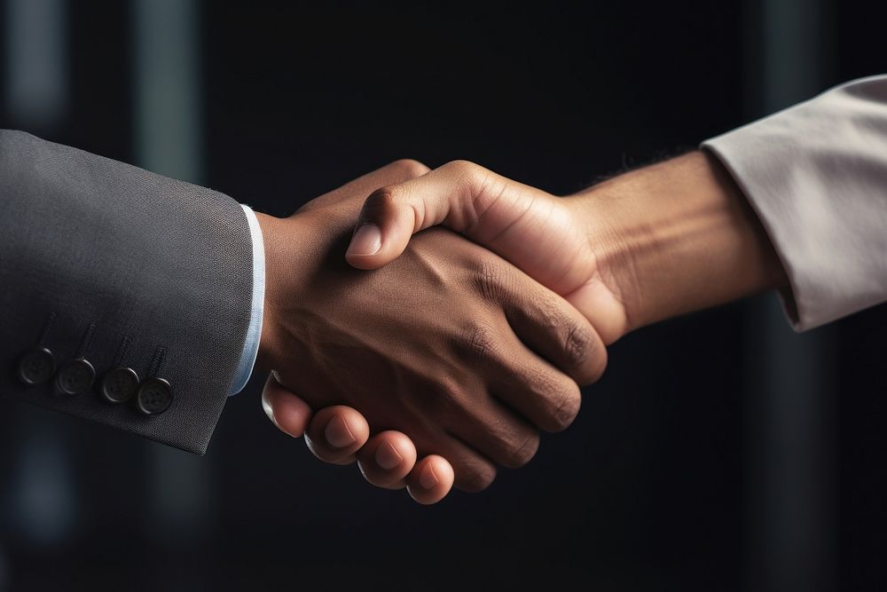 Businessman handshake agreement greeting success. 