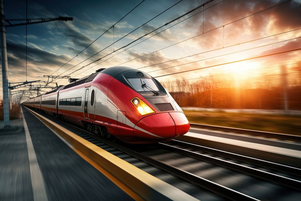 Speed train vehicle railway transportation. AI generated Image by rawpixel.