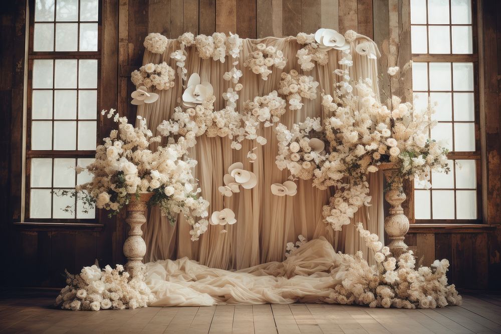 Wedding backdrop flower plant architecture. AI generated Image by rawpixel.
