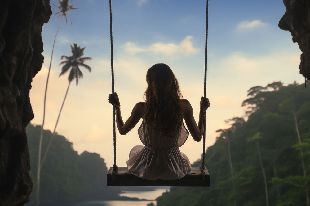 Swing woman Bali outdoors. AI generated Image by rawpixel.