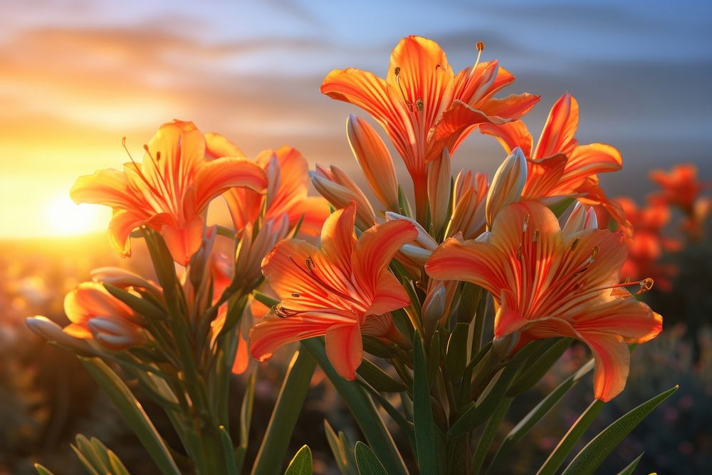 Nature Clivia lilys Beautiful landscape. AI generated Image by rawpixel.