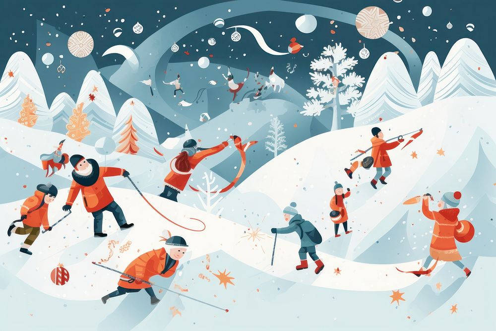 Kids snow celebration outdoors. AI generated Image by rawpixel.