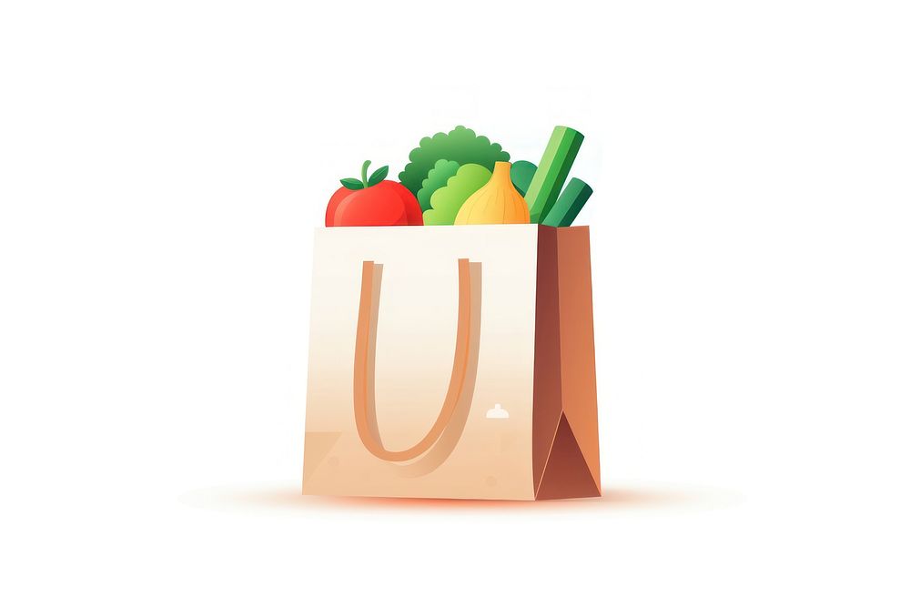 Grocery bag food white background consumerism. AI generated Image by rawpixel.