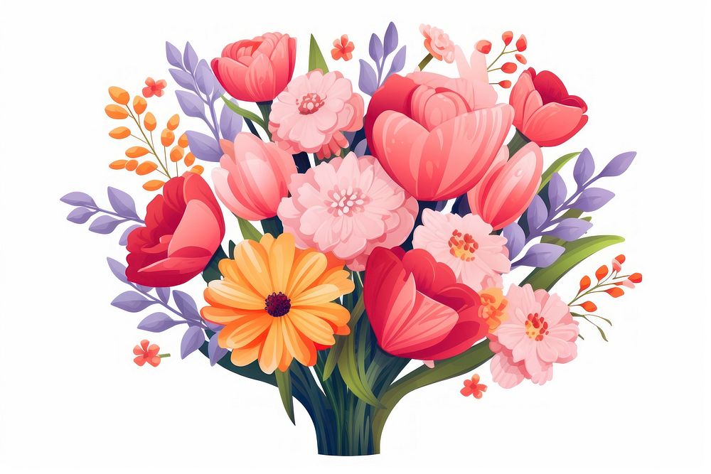 Flower bouquet cartoon plant. AI generated Image by rawpixel.