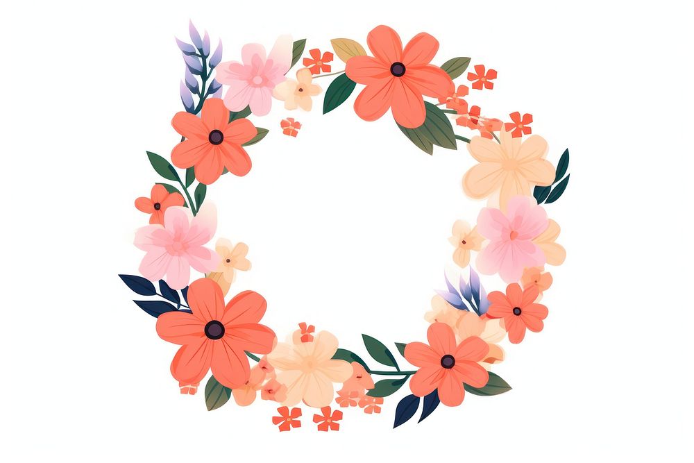 Wreath floral pattern circle. 