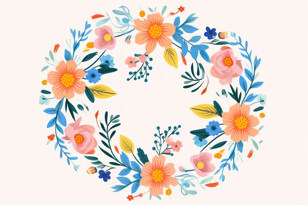 Wreath floral pattern flower. AI generated Image by rawpixel.