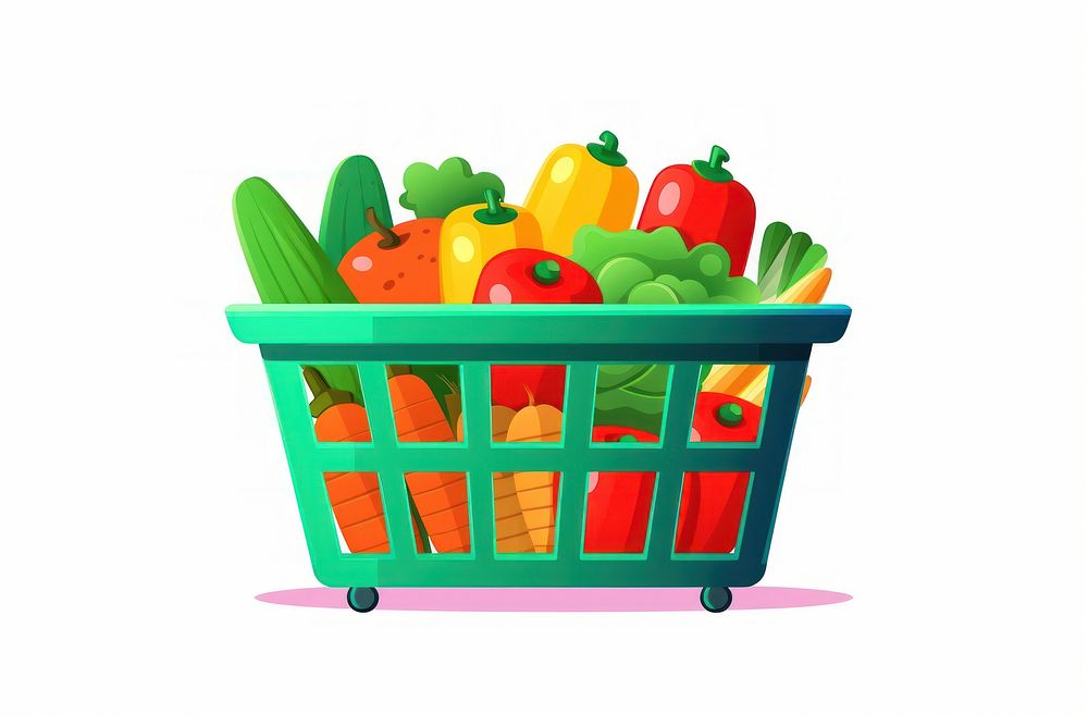 Basket shopping food white background. AI generated Image by rawpixel.