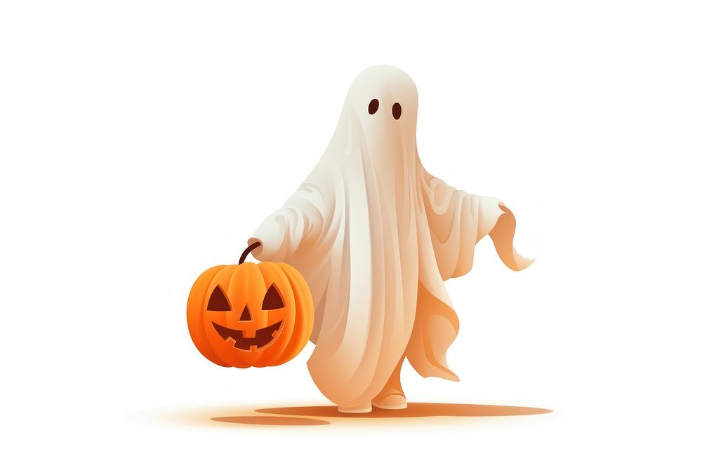 White ghost halloween pumpkin anthropomorphic. AI generated Image by rawpixel.
