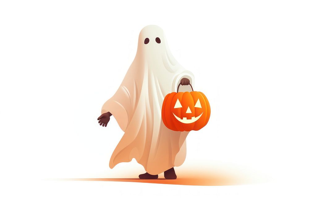 White ghost pumpkin halloween anthropomorphic. AI generated Image by rawpixel.